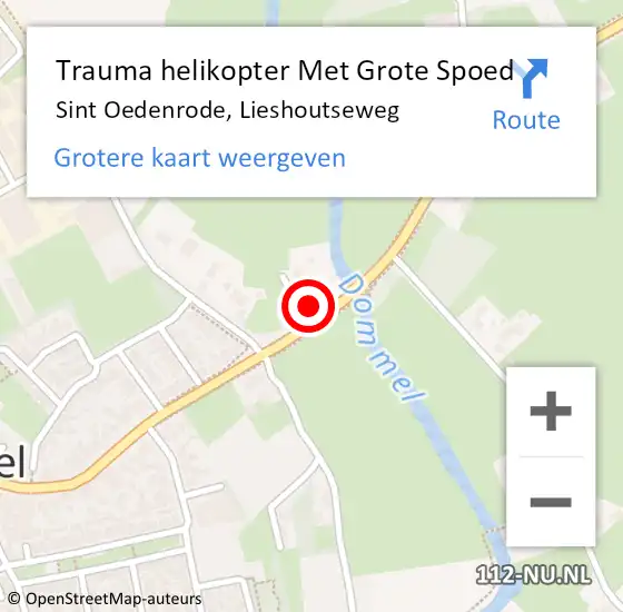 Locatie op kaart van de 112 melding: Trauma helikopter Met Grote Spoed Naar Sint Oedenrode, Lieshoutseweg op 3 februari 2023 14:53