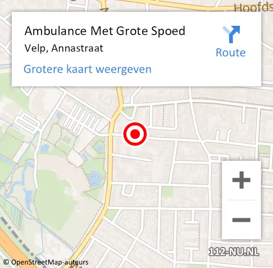 Locatie op kaart van de 112 melding: Ambulance Met Grote Spoed Naar Velp, Annastraat op 3 februari 2023 16:04