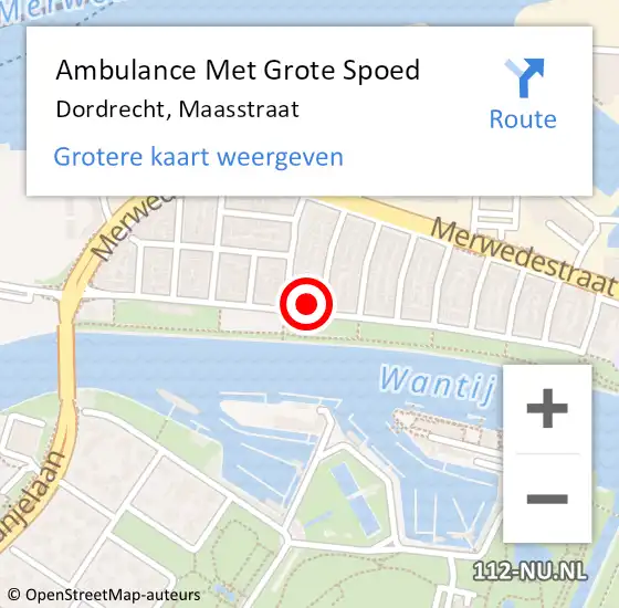 Locatie op kaart van de 112 melding: Ambulance Met Grote Spoed Naar Dordrecht, Maasstraat op 3 februari 2023 16:29