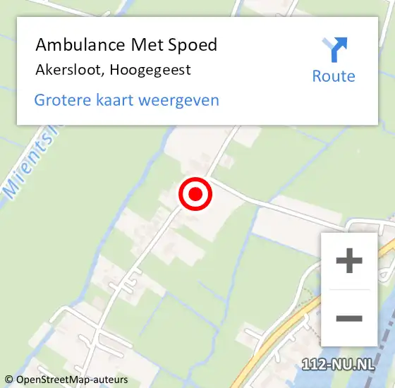 Locatie op kaart van de 112 melding: Ambulance Met Spoed Naar Akersloot, Hoogegeest op 3 februari 2023 16:41