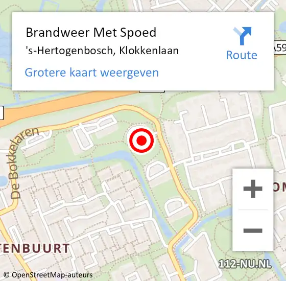 Locatie op kaart van de 112 melding: Brandweer Met Spoed Naar 's-Hertogenbosch, Klokkenlaan op 3 februari 2023 16:45