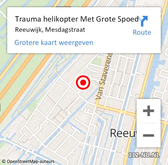 Locatie op kaart van de 112 melding: Trauma helikopter Met Grote Spoed Naar Reeuwijk, Mesdagstraat op 3 februari 2023 17:57
