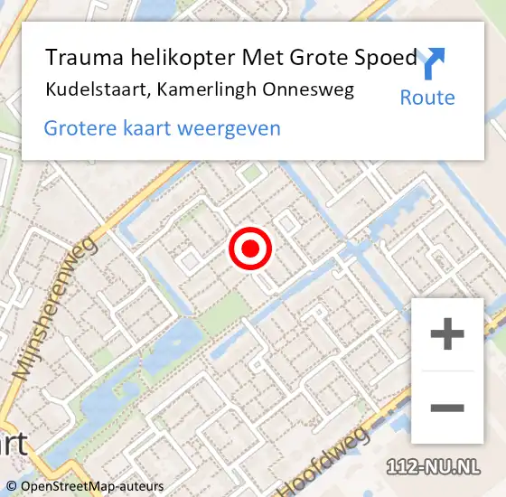 Locatie op kaart van de 112 melding: Trauma helikopter Met Grote Spoed Naar Kudelstaart, Kamerlingh Onnesweg op 3 februari 2023 17:58