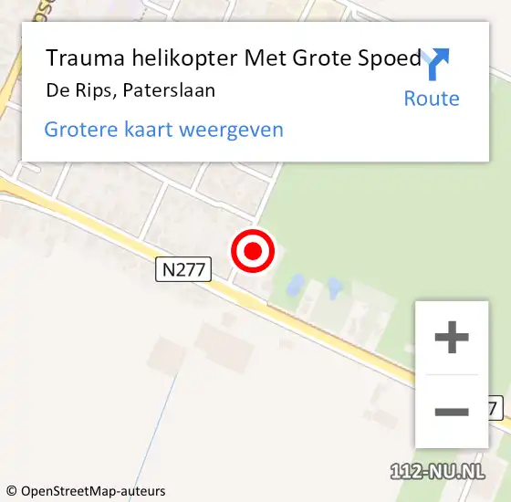 Locatie op kaart van de 112 melding: Trauma helikopter Met Grote Spoed Naar De Rips, Paterslaan op 3 februari 2023 20:04