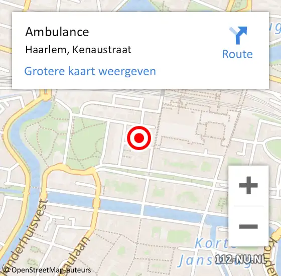 Locatie op kaart van de 112 melding: Ambulance Haarlem, Kenaustraat op 3 februari 2023 21:08