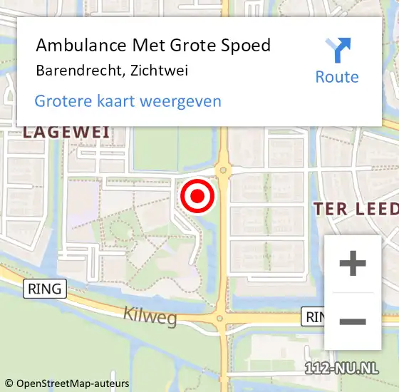 Locatie op kaart van de 112 melding: Ambulance Met Grote Spoed Naar Barendrecht, Zichtwei op 3 februari 2023 23:33