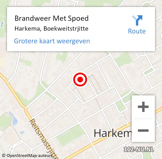 Locatie op kaart van de 112 melding: Brandweer Met Spoed Naar Harkema, Boekweitstrjitte op 4 februari 2023 02:27