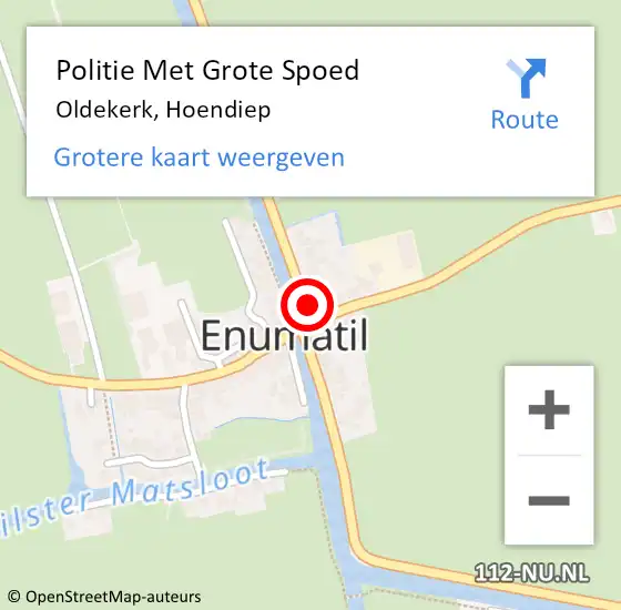Locatie op kaart van de 112 melding: Politie Met Grote Spoed Naar Oldekerk, Hoendiep op 4 februari 2023 08:11