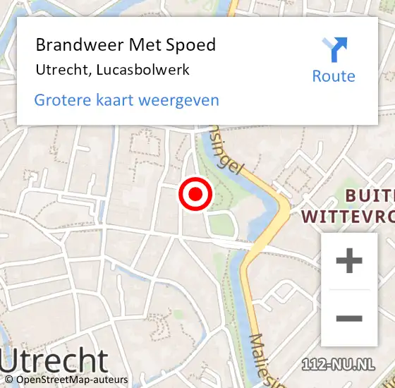 Locatie op kaart van de 112 melding: Brandweer Met Spoed Naar Utrecht, Lucasbolwerk op 4 februari 2023 09:31