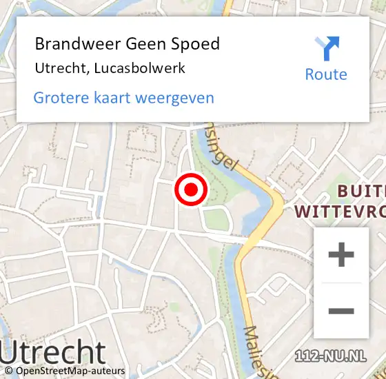 Locatie op kaart van de 112 melding: Brandweer Geen Spoed Naar Utrecht, Lucasbolwerk op 4 februari 2023 09:31