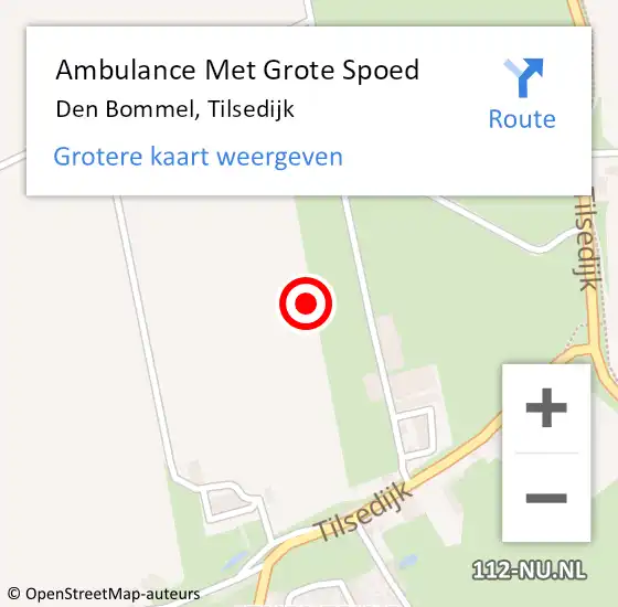 Locatie op kaart van de 112 melding: Ambulance Met Grote Spoed Naar Den Bommel, Tilsedijk op 4 februari 2023 11:48