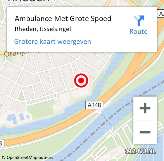 Locatie op kaart van de 112 melding: Ambulance Met Grote Spoed Naar Rheden, IJsselsingel op 4 februari 2023 14:26
