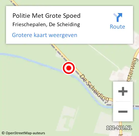 Locatie op kaart van de 112 melding: Politie Met Grote Spoed Naar Frieschepalen, De Scheiding op 4 februari 2023 16:35