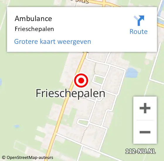 Locatie op kaart van de 112 melding: Ambulance Frieschepalen op 4 februari 2023 16:42