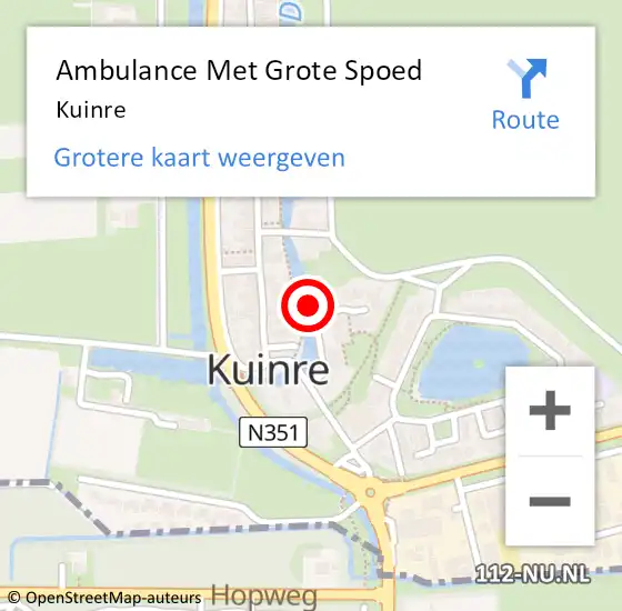 Locatie op kaart van de 112 melding: Ambulance Met Grote Spoed Naar Kuinre op 4 februari 2023 18:00