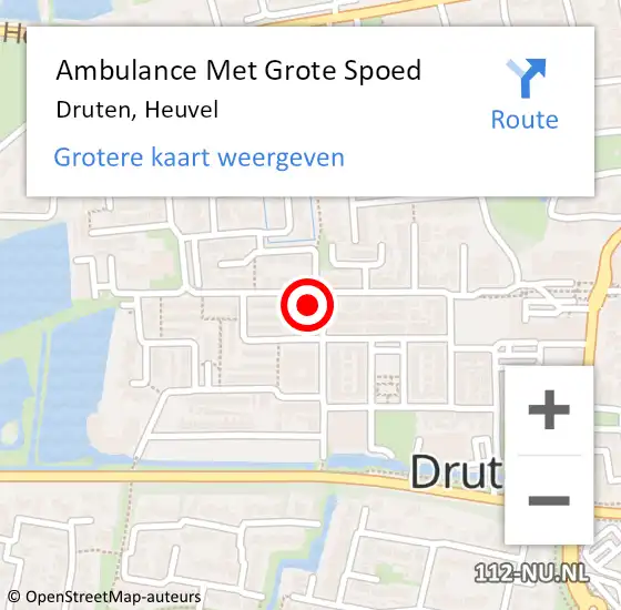 Locatie op kaart van de 112 melding: Ambulance Met Grote Spoed Naar Druten, Heuvel op 4 februari 2023 18:41