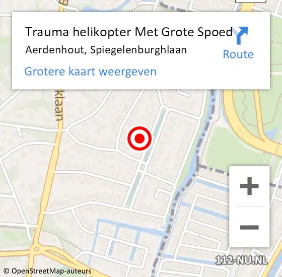 Locatie op kaart van de 112 melding: Trauma helikopter Met Grote Spoed Naar Aerdenhout, Spiegelenburghlaan op 4 februari 2023 19:51