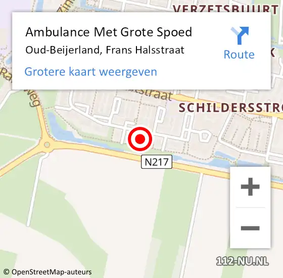 Locatie op kaart van de 112 melding: Ambulance Met Grote Spoed Naar Oud-Beijerland, Frans Halsstraat op 4 februari 2023 23:31
