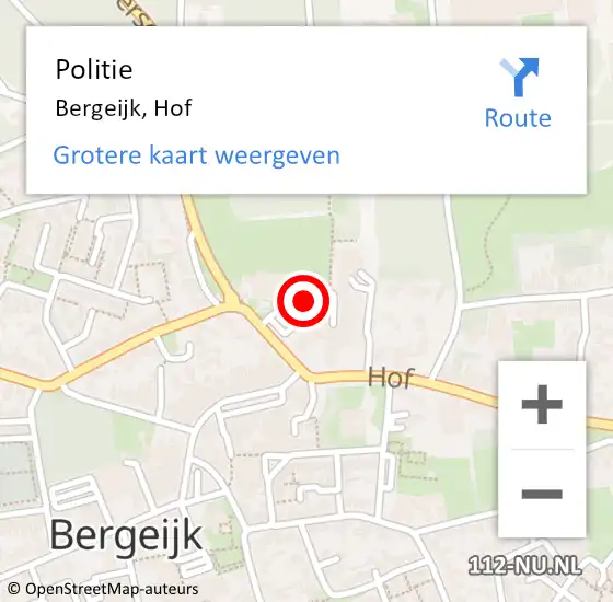 Locatie op kaart van de 112 melding: Politie Bergeijk, Hof op 5 februari 2023 03:16