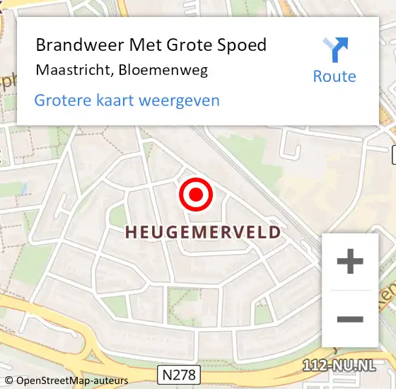Locatie op kaart van de 112 melding: Brandweer Met Grote Spoed Naar Maastricht, Bloemenweg op 5 februari 2023 06:45