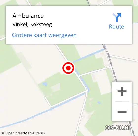 Locatie op kaart van de 112 melding: Ambulance Vinkel, Koksteeg op 5 februari 2023 07:39