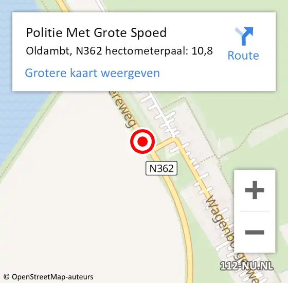 Locatie op kaart van de 112 melding: Politie Met Grote Spoed Naar Oldambt, N362 hectometerpaal: 10,8 op 5 februari 2023 07:48