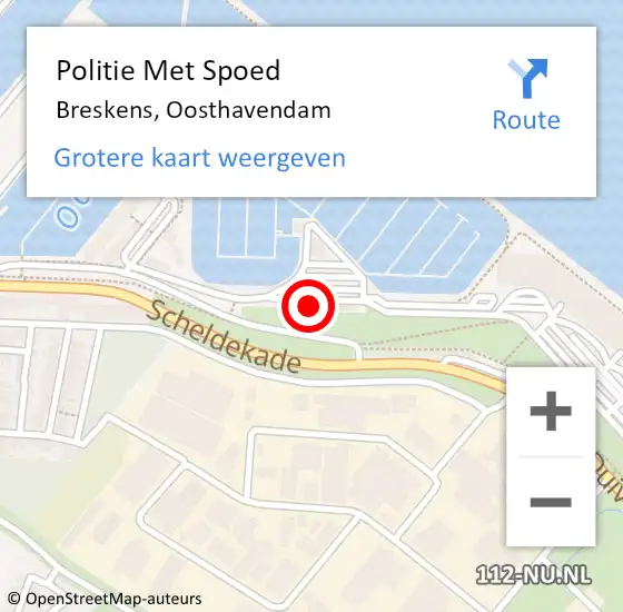 Locatie op kaart van de 112 melding: Politie Met Spoed Naar Breskens, Oosthavendam op 5 februari 2023 08:57