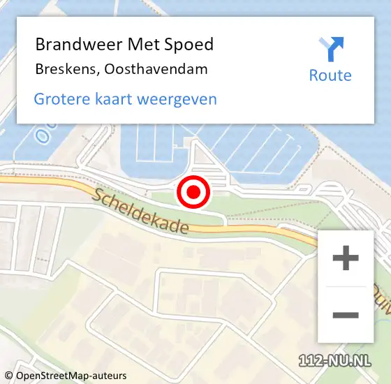 Locatie op kaart van de 112 melding: Brandweer Met Spoed Naar Breskens, Oosthavendam op 5 februari 2023 08:57