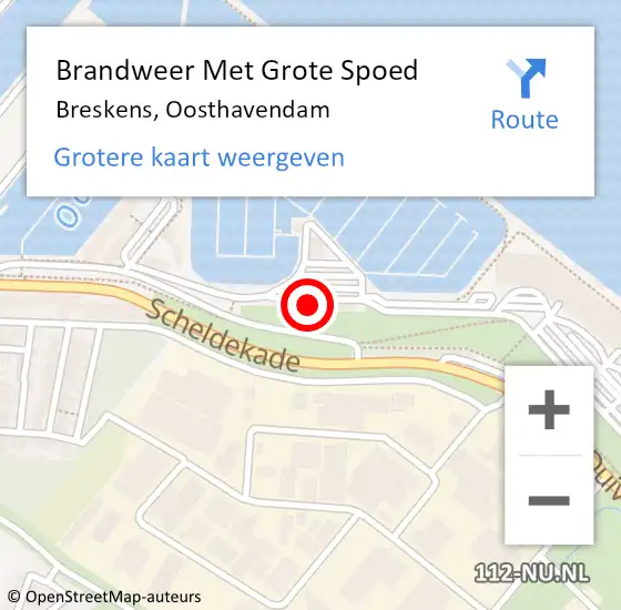 Locatie op kaart van de 112 melding: Brandweer Met Grote Spoed Naar Breskens, Oosthavendam op 5 februari 2023 09:06