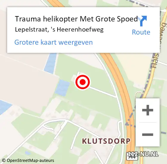 Locatie op kaart van de 112 melding: Trauma helikopter Met Grote Spoed Naar Lepelstraat, 's Heerenhoefweg op 5 februari 2023 10:48
