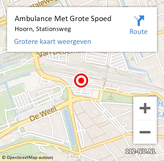 Locatie op kaart van de 112 melding: Ambulance Met Grote Spoed Naar Hoorn, Stationsweg op 5 februari 2023 12:46