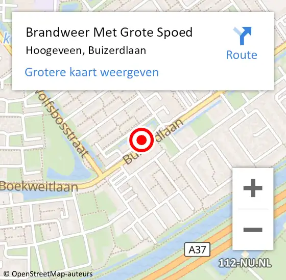 Locatie op kaart van de 112 melding: Brandweer Met Grote Spoed Naar Hoogeveen, Buizerdlaan op 5 februari 2023 13:21