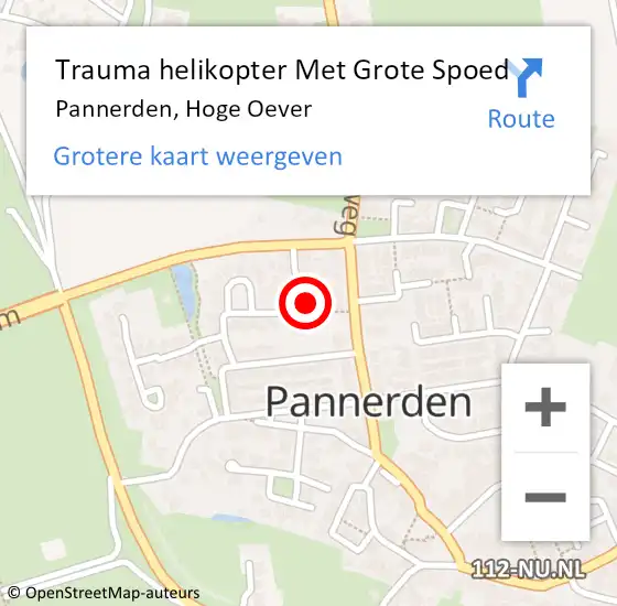 Locatie op kaart van de 112 melding: Trauma helikopter Met Grote Spoed Naar Pannerden, Hoge Oever op 5 februari 2023 14:47