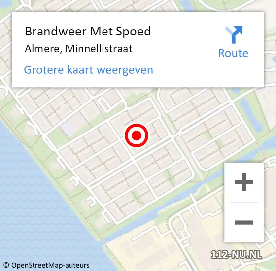 Locatie op kaart van de 112 melding: Brandweer Met Spoed Naar Almere, Minnellistraat op 5 februari 2023 16:36