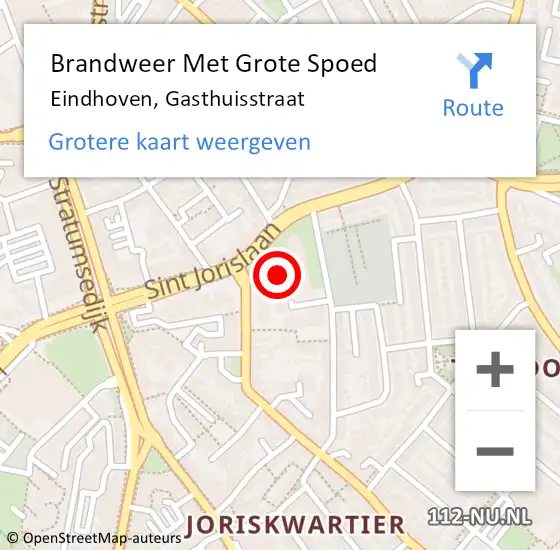 Locatie op kaart van de 112 melding: Brandweer Met Grote Spoed Naar Eindhoven, Gasthuisstraat op 5 februari 2023 19:00