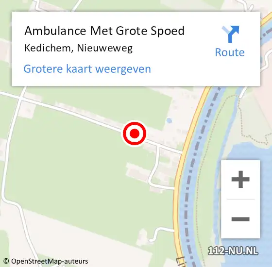 Locatie op kaart van de 112 melding: Ambulance Met Grote Spoed Naar Kedichem, Nieuweweg op 5 februari 2023 20:37