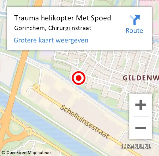 Locatie op kaart van de 112 melding: Trauma helikopter Met Spoed Naar Gorinchem, Chirurgijnstraat op 5 februari 2023 23:27