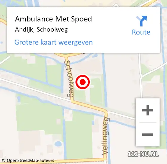 Locatie op kaart van de 112 melding: Ambulance Met Spoed Naar Andijk, Schoolweg op 6 februari 2023 03:00