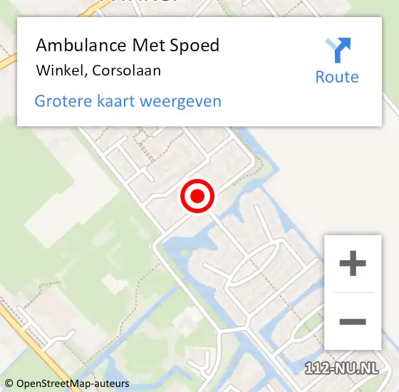 Locatie op kaart van de 112 melding: Ambulance Met Spoed Naar Winkel, Corsolaan op 6 februari 2023 04:26