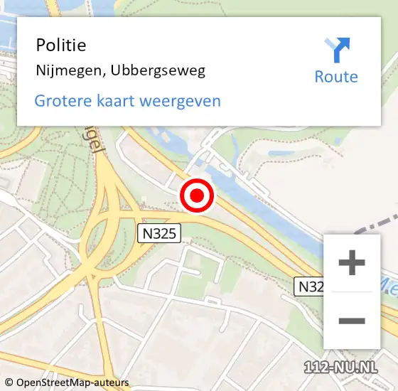 Locatie op kaart van de 112 melding: Politie Nijmegen, Ubbergseweg op 6 februari 2023 08:48