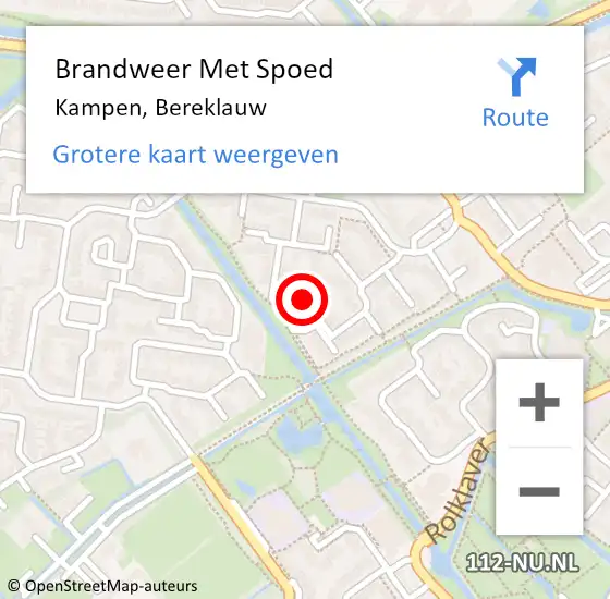 Locatie op kaart van de 112 melding: Brandweer Met Spoed Naar Kampen, Bereklauw op 6 februari 2023 10:03