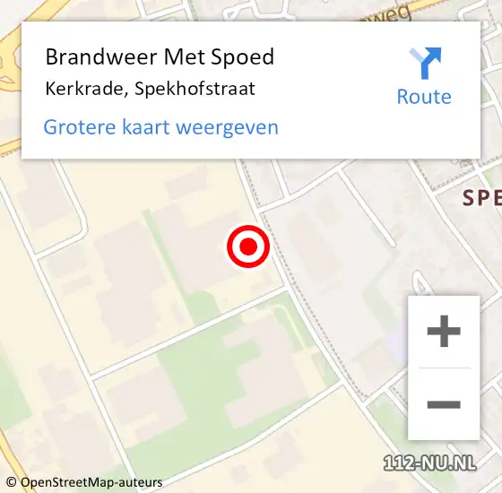Locatie op kaart van de 112 melding: Brandweer Met Spoed Naar Kerkrade, Spekhofstraat op 6 februari 2023 10:07