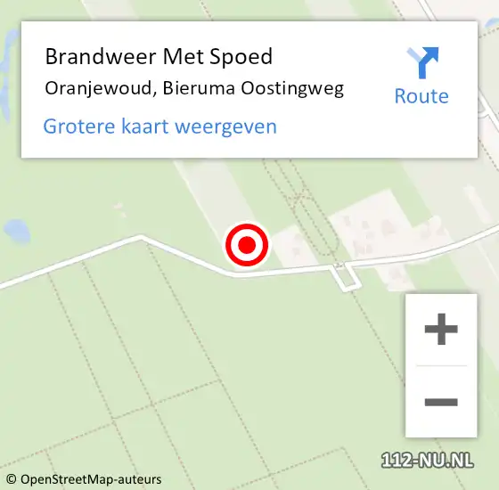 Locatie op kaart van de 112 melding: Brandweer Met Spoed Naar Oranjewoud, Bieruma Oostingweg op 6 februari 2023 11:36
