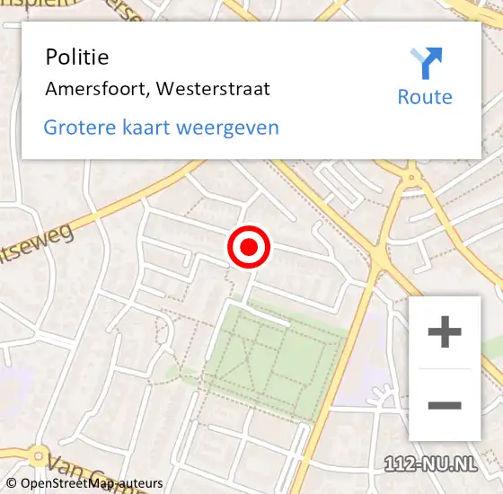 Locatie op kaart van de 112 melding: Politie Amersfoort, Westerstraat op 6 februari 2023 11:44