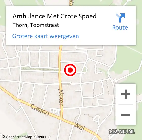 Locatie op kaart van de 112 melding: Ambulance Met Grote Spoed Naar Thorn, Toomstraat op 6 februari 2023 12:00
