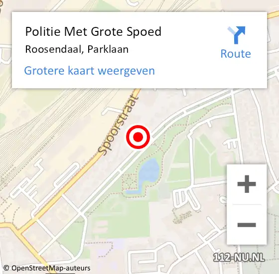 Locatie op kaart van de 112 melding: Politie Met Grote Spoed Naar Roosendaal, Parklaan op 6 februari 2023 13:58