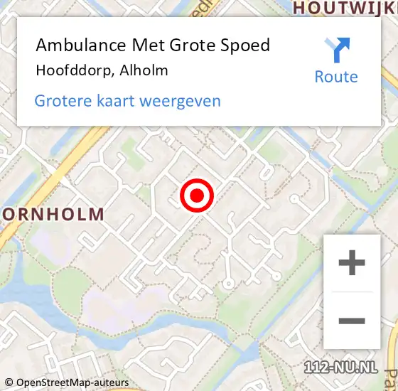 Locatie op kaart van de 112 melding: Ambulance Met Grote Spoed Naar Hoofddorp, Alholm op 6 februari 2023 14:18