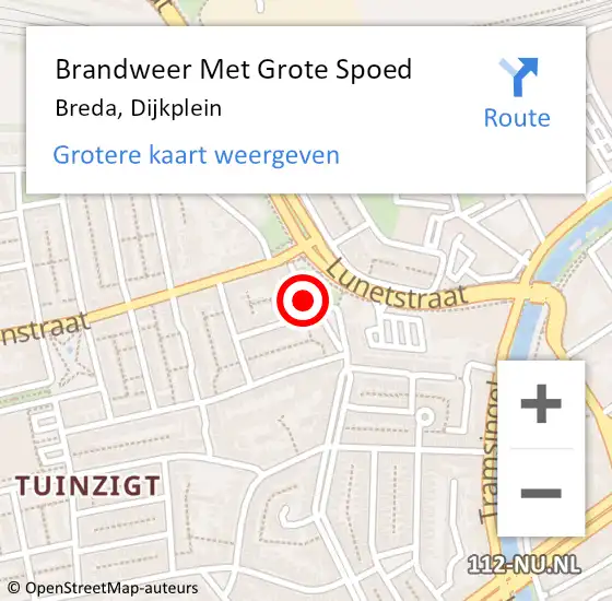 Locatie op kaart van de 112 melding: Brandweer Met Grote Spoed Naar Breda, Dijkplein op 6 februari 2023 14:29