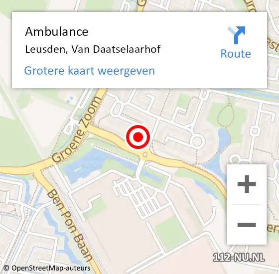 Locatie op kaart van de 112 melding: Ambulance Leusden, Van Daatselaarhof op 14 augustus 2014 16:34