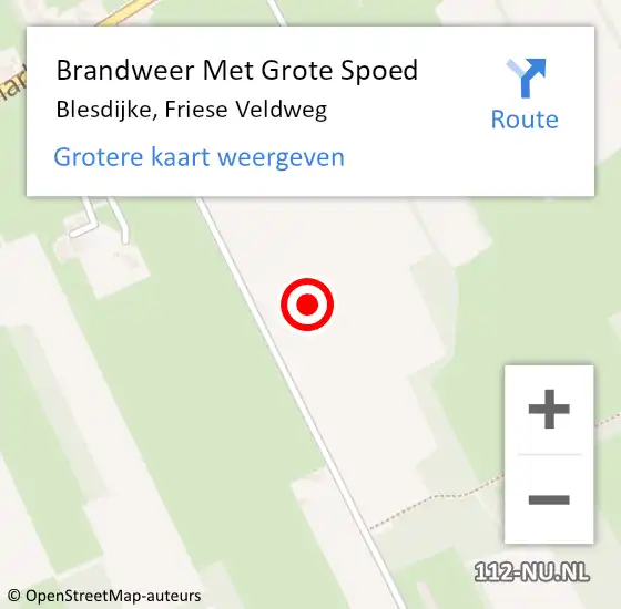 Locatie op kaart van de 112 melding: Brandweer Met Grote Spoed Naar Blesdijke, Friese Veldweg op 14 augustus 2014 16:38
